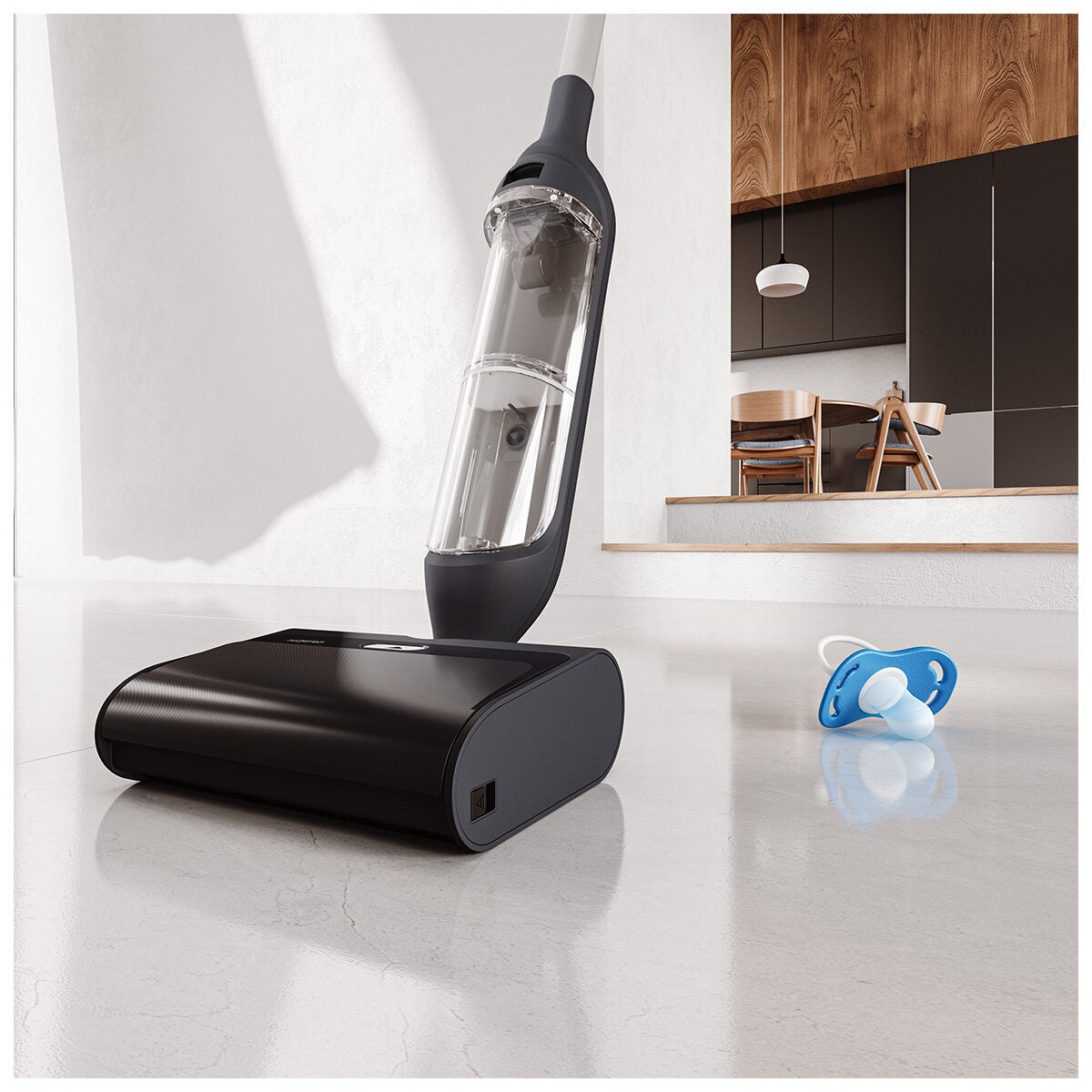 Hizero wet and dry stick vacuum - polymer roller, realtime self-cleaning, 60 minute battery life, Black - F300