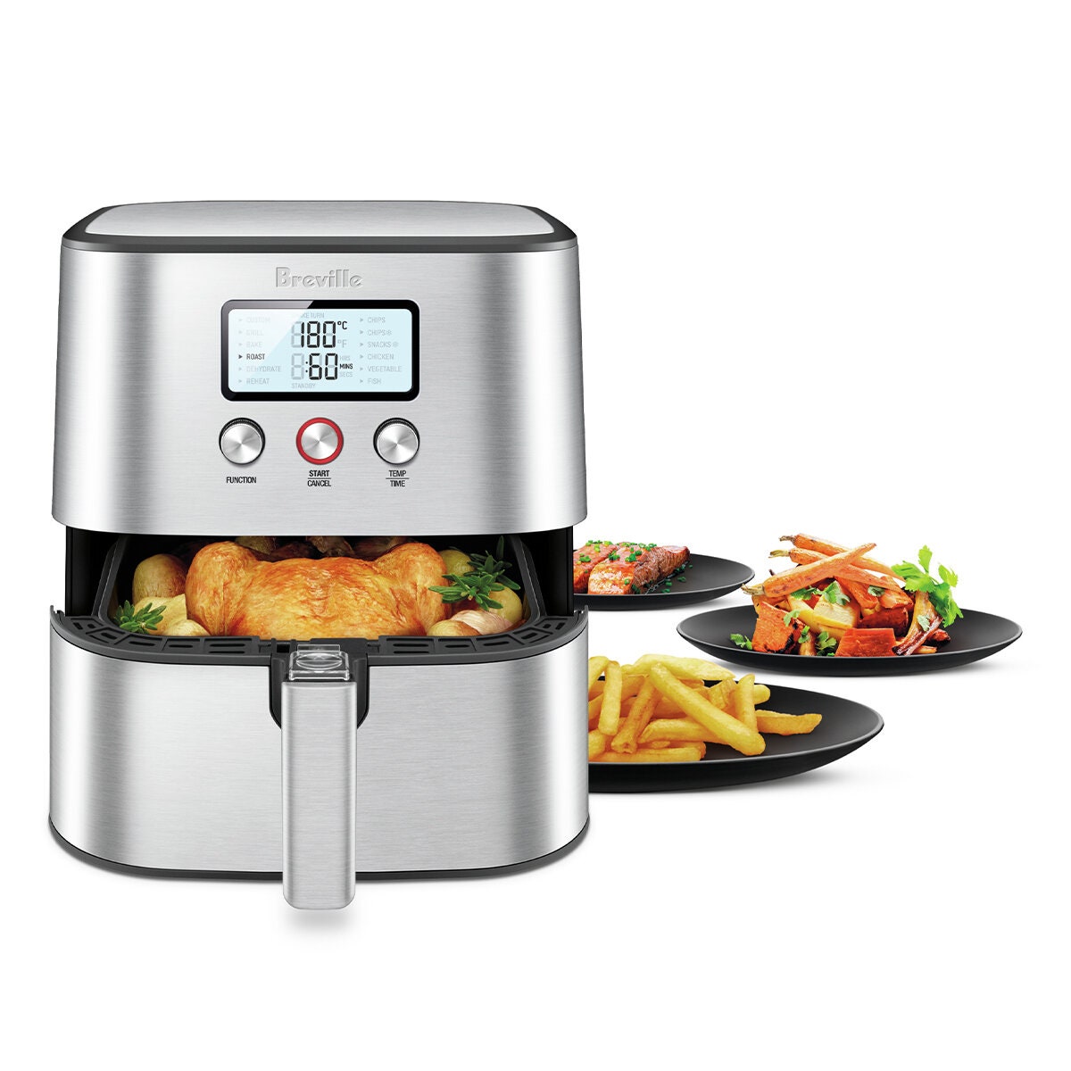 Breville Chef Plus Air Fryer 4.8L - Silver - 12 Presets, LCD Display, Silicone Mat - LAF600BSS