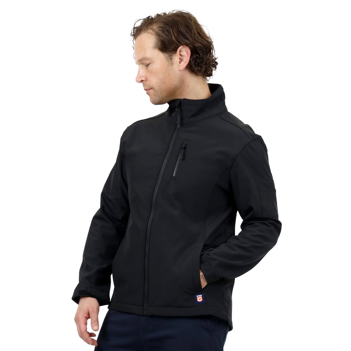 Citeco Black Soft Shell Jacket - Men's Polyester/Elastane Fleece-Lined, Small