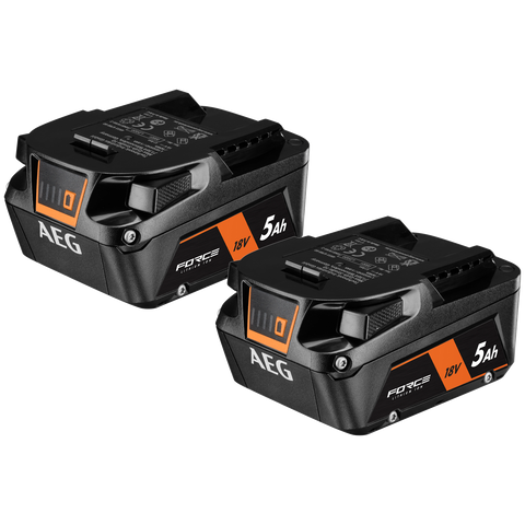 AEG 18V FORCE 5.0Ah Battery Twin Pack A18OBC52G with LED Fuel Gauge
