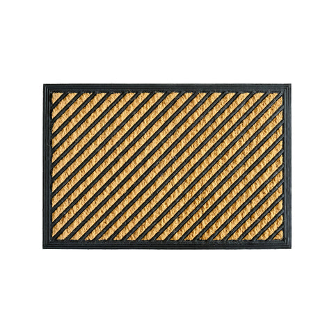 Diagonal Stripe Coir & Rubber Outdoor Door Mat 40 x 60cm Dirt Trapper