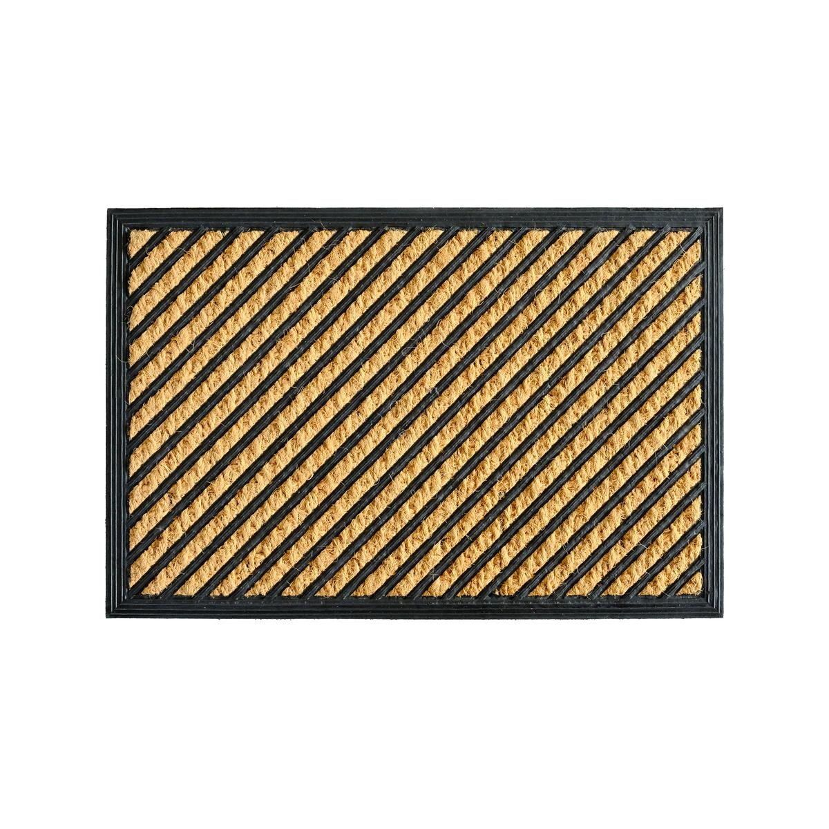 Diagonal Stripe Coir & Rubber Outdoor Door Mat 40 x 60cm Dirt Trapper