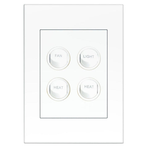 Hpm Vivo 4 Gang Fan Light Heat Switch - 10A Plastic - Easy Install - SuperSaverAU - view 1