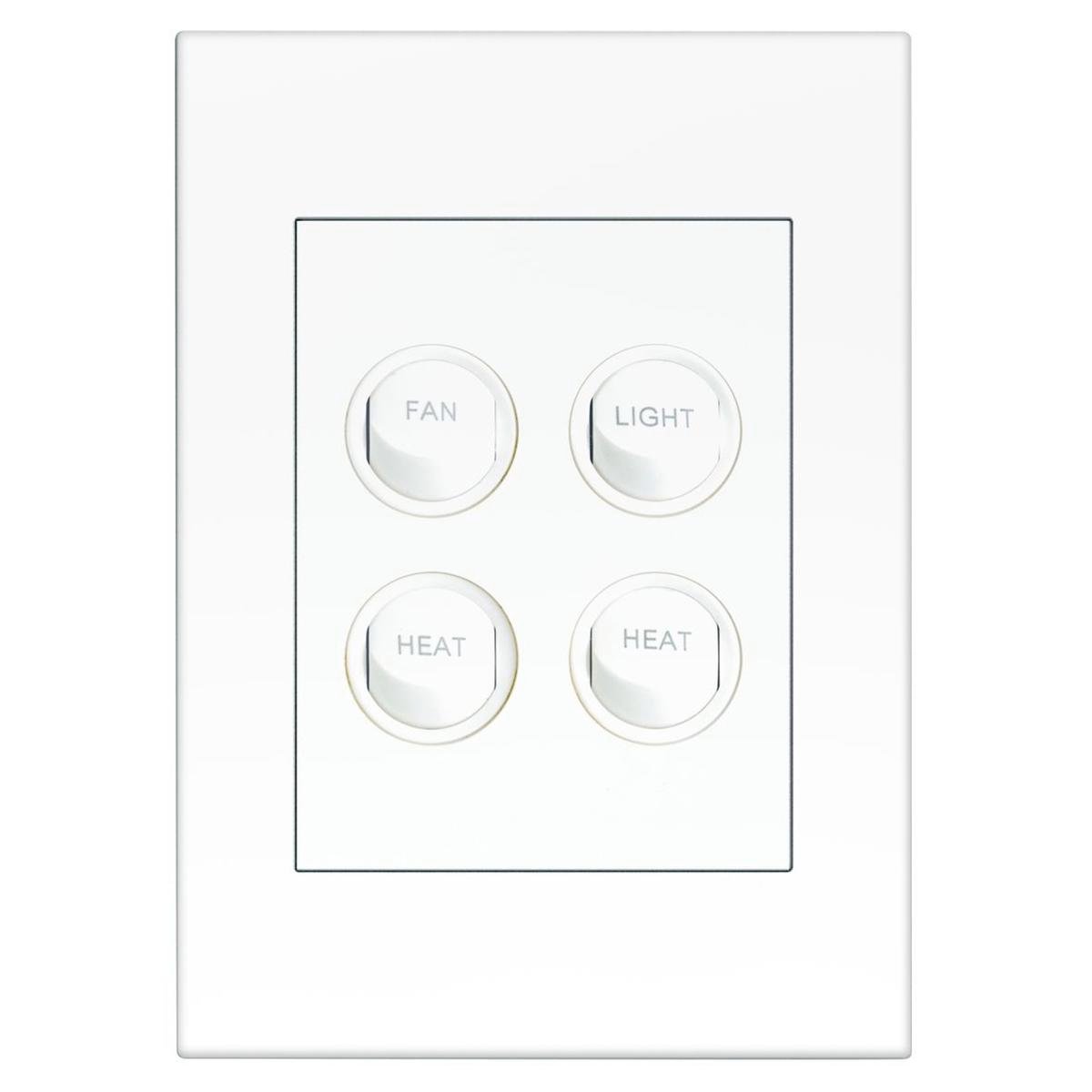 Hpm Vivo 4 Gang Fan Light Heat Switch - 10A Plastic - Easy Install - SuperSaverAU - view 1