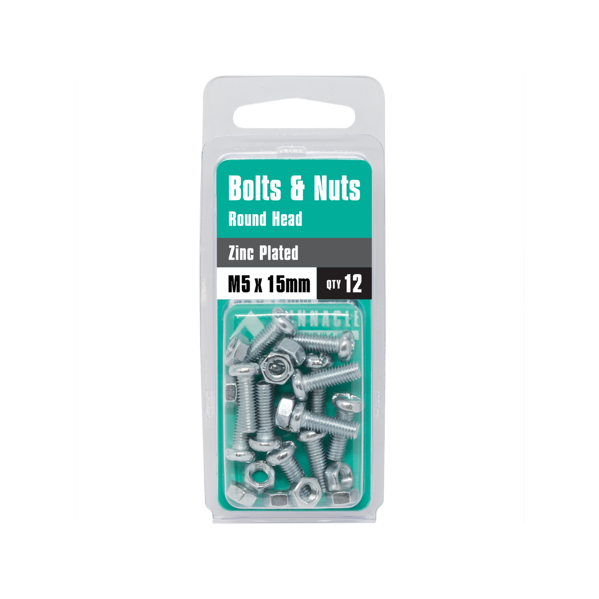 Pinnacle M5 Zinc Plated Round Head Bolts and Nuts 12 Pack - 15mm - SuperSaverAU - view 3