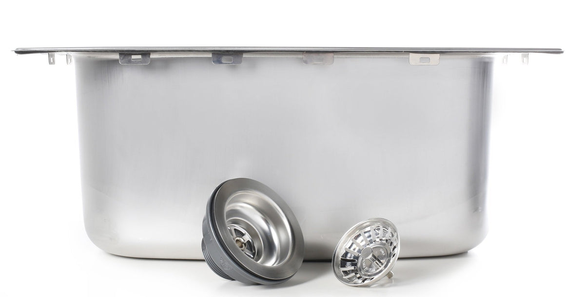 Oliveri 45L laundry tub with rinse bypass kit - 304 grade polished stainless steel - TI45S
