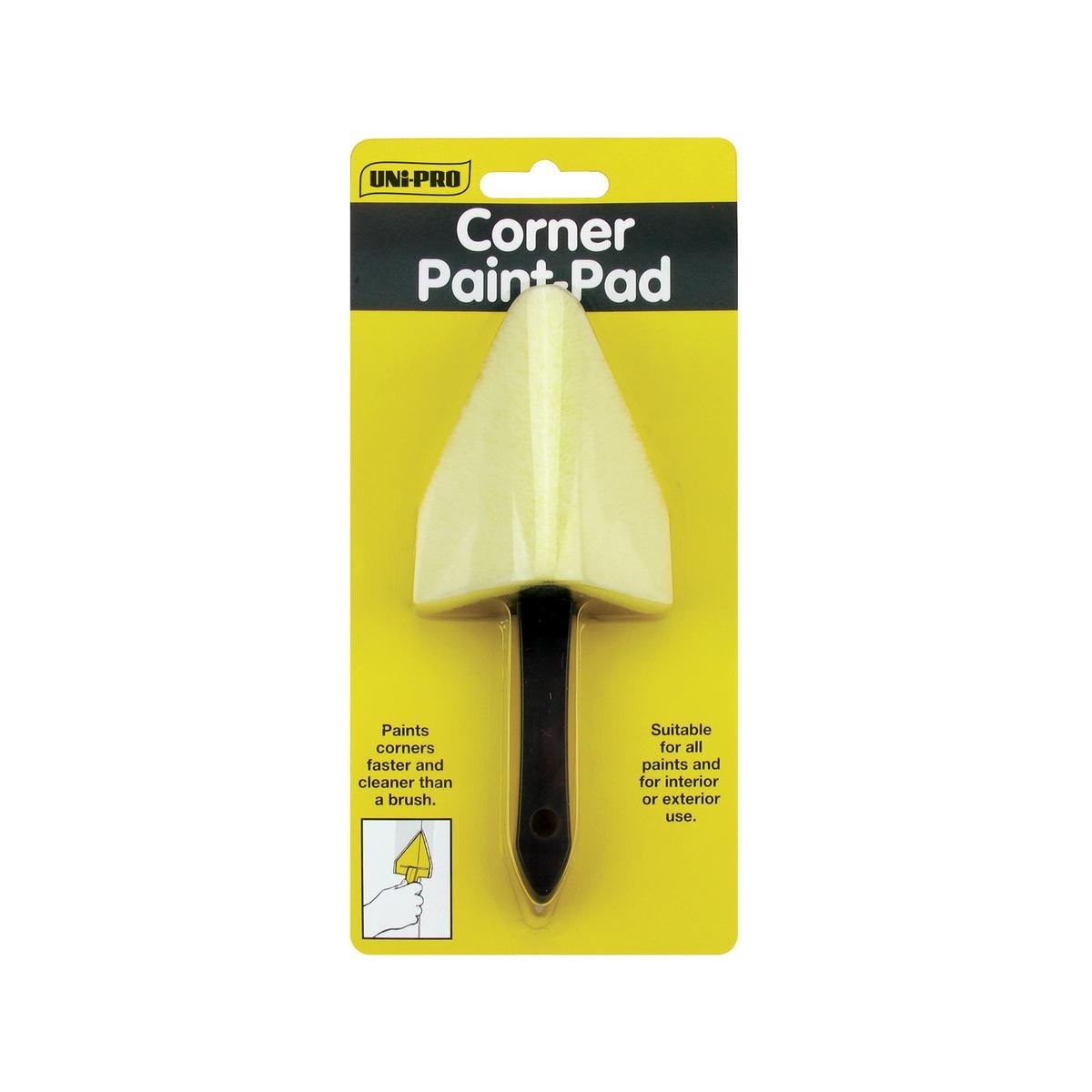 Uni-Pro 95mm Corner Paint Pad with Handle, Fibre Bristles & Foam Backing