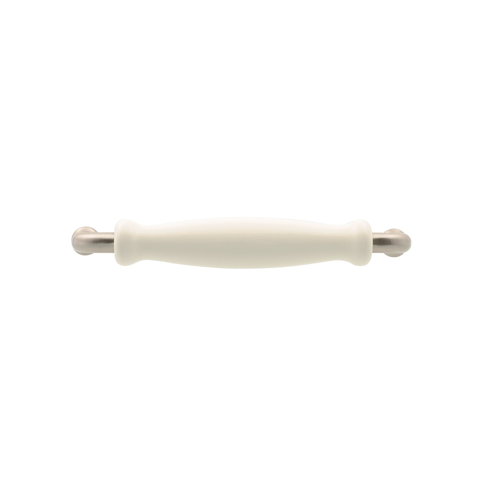 Prestige 128mm Brushed Nickel White Porcelain Cabinet Handle - Card of 4