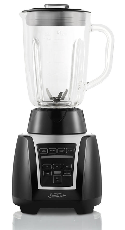 Sunbeam Auto Clean Blender 1.25L - Black - 550W, 4 Pre-programmed Functions, Ice Crush - PBT3000BK