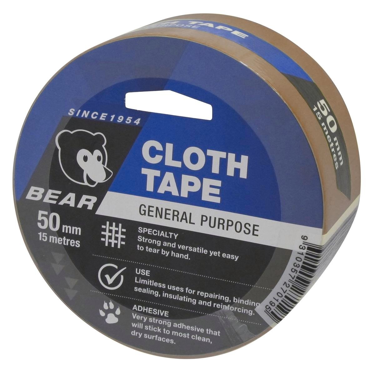 Norton Bear Tan Cloth Tape 50mm x 15m Indoor Outdoor Hand-Tearable