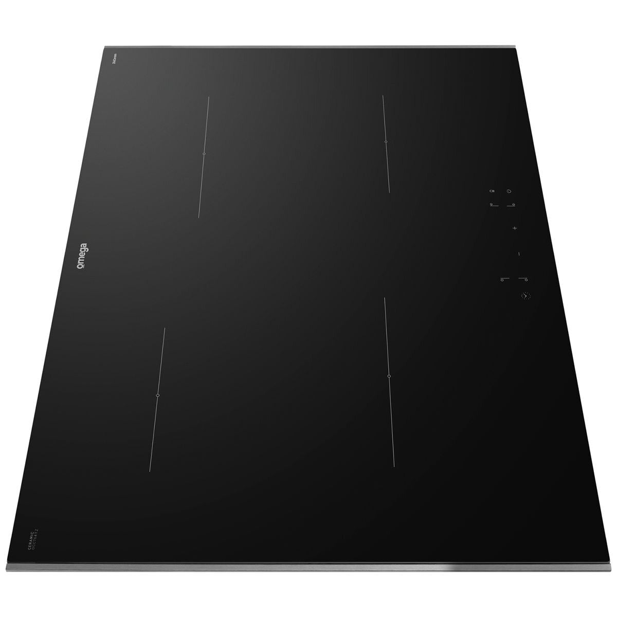 Omega 70cm ceramic cooktop - 4 zones, touch controls, fits 60cm cut-out, black glass - OCC704TZ