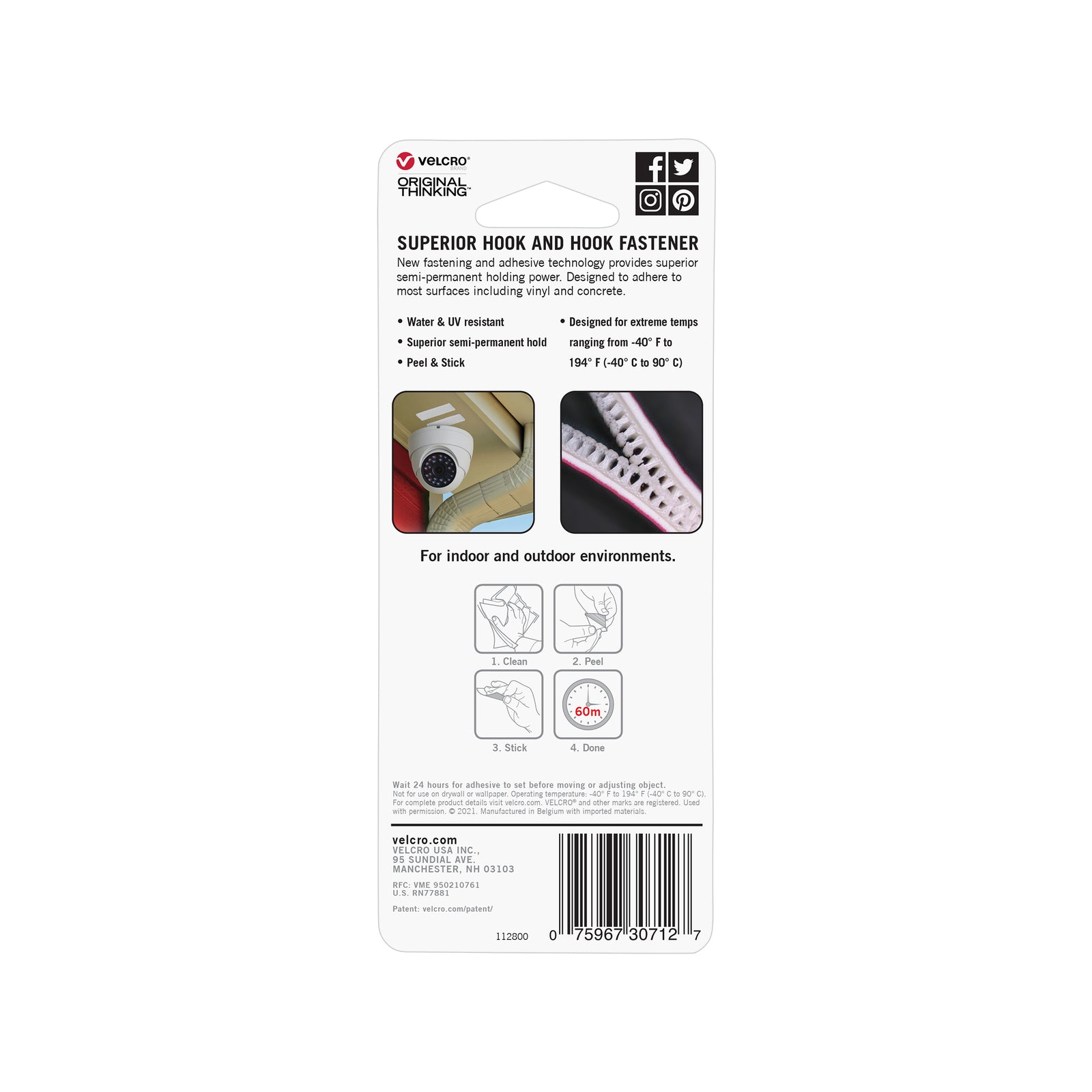 Velcro Brand 25mm White Alfa-Lok Squares 6 Pack