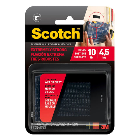 Scotch Extreme Fasteners Black 2.5cm x 7.6cm Strips - 2 Pack Indoor & Outdoor