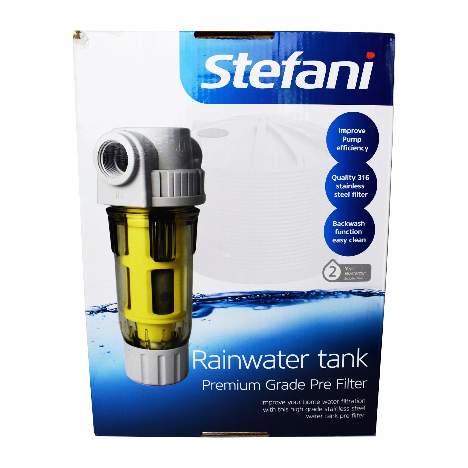 Stefani 110mm Stainless Steel Rain Water Tank Premium Grade Pre Filter 40 Micron