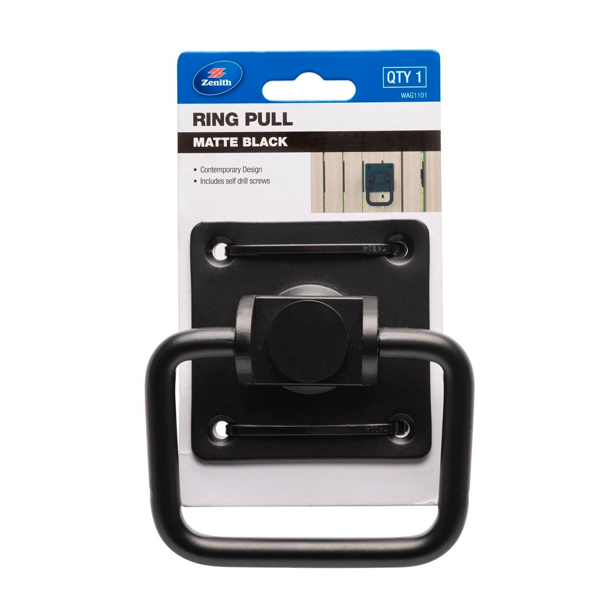 Zenith Matte Black Steel Gate Ring Pull Handle