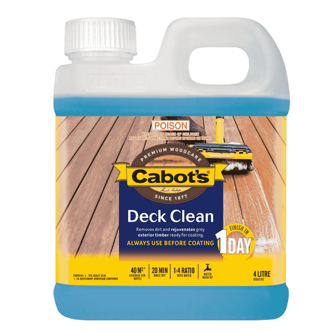 Cabot's 4L Deck Clean, Oxalic Based Timber Cleaner & Brightener, Splatter Resistant
