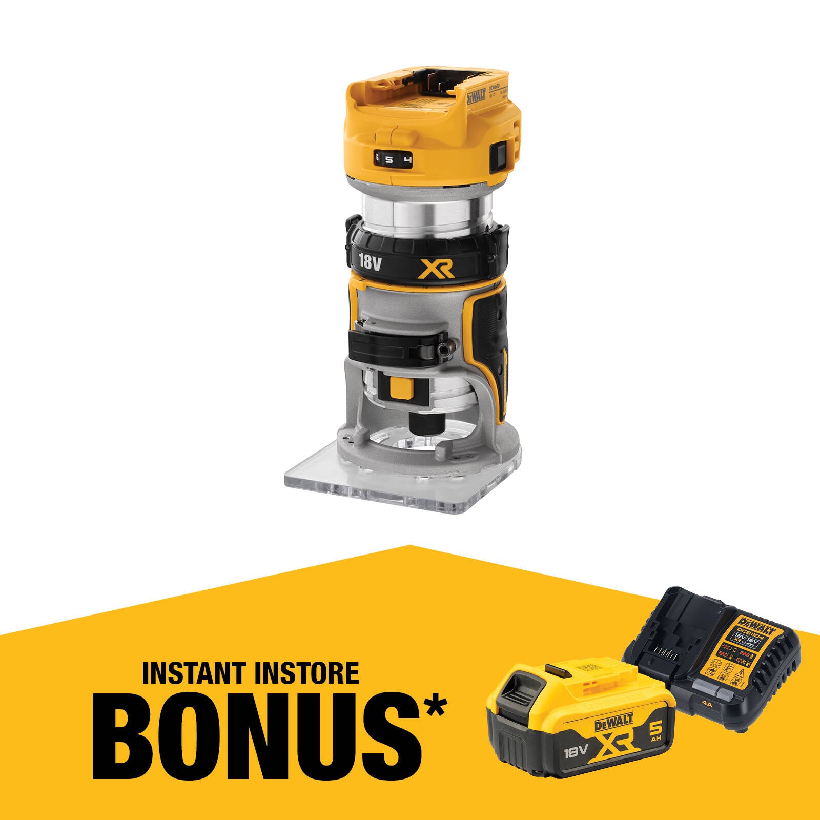 DeWALT 8mm 18V XR Li-Ion Brushless Variable Speed Router Skin Only DCW600N-XJ