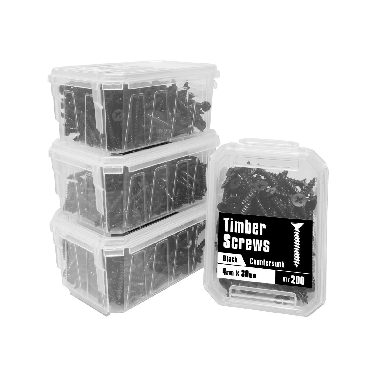 Pinnacle 4 x 30mm Black Countersunk Timber Screw 200 Pack