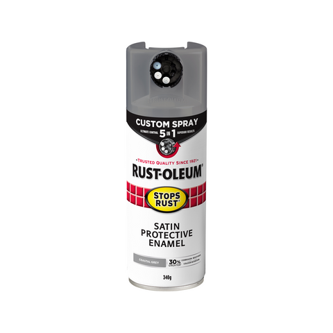 Rust-Oleum Stops Rust Custom 5 In 1 Spray Paint 340g - Coastal Grey Satin Splatter-Resistant