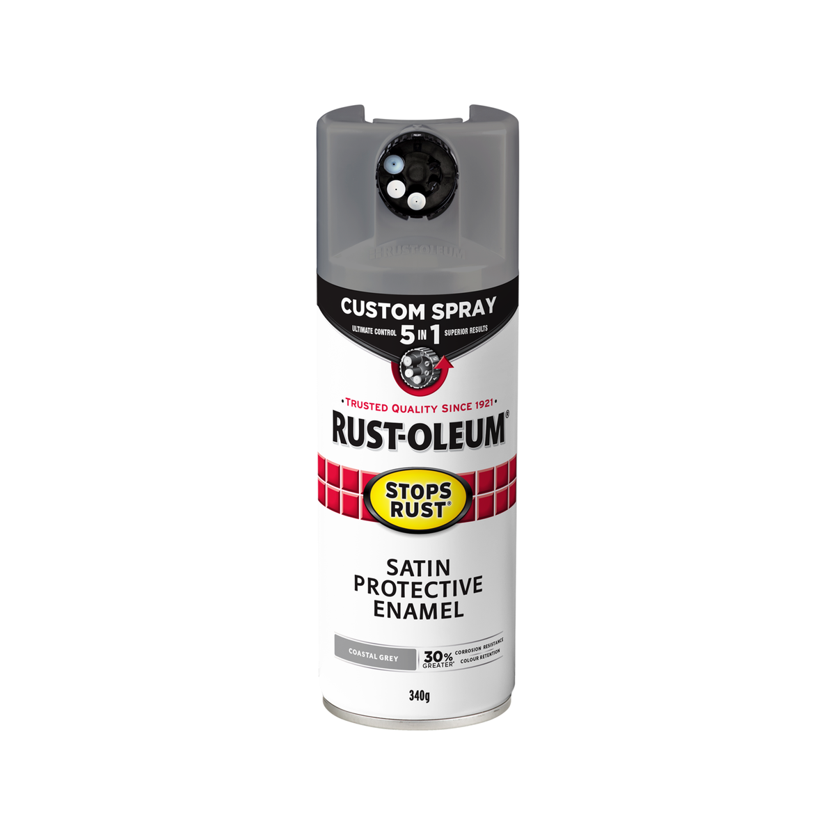 Rust-Oleum Stops Rust Custom 5 In 1 Spray Paint 340g - Coastal Grey Satin Splatter-Resistant