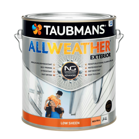 Taubmans 4L Neutral Low Sheen All Weather Exterior Paint - Mould Resistant - Fast Drying - SuperSaverAU - view 1