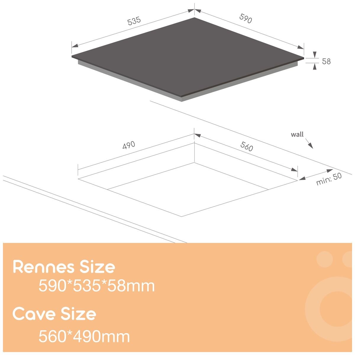 Linarie 60cm three zone induction cooktop - boost function - six cooking modes - black ceramic - LS60I3Z