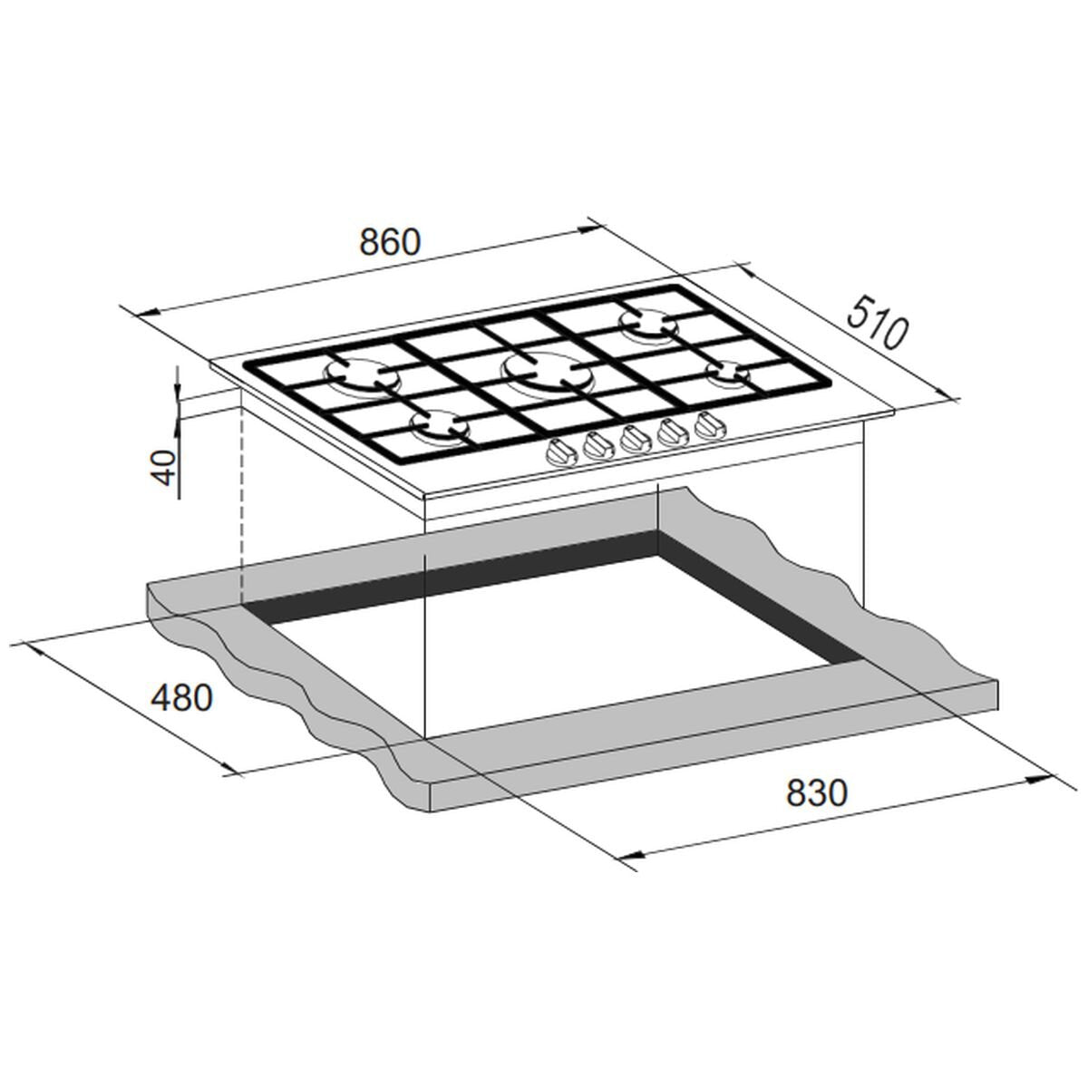 Brohn Stainless Steel Gas Cooktop - 5 Burners, Triple Crown Wok Burner, Front Controls - BRGC9001SS