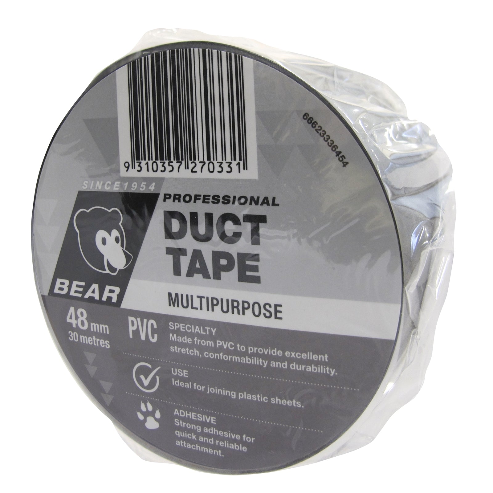 Bear 48mm x 30m Silver PVC Multipurpose Duct Tape