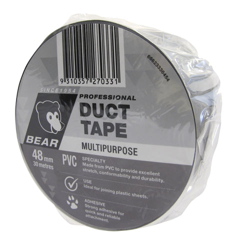 Bear 48mm x 30m Silver PVC Multipurpose Duct Tape