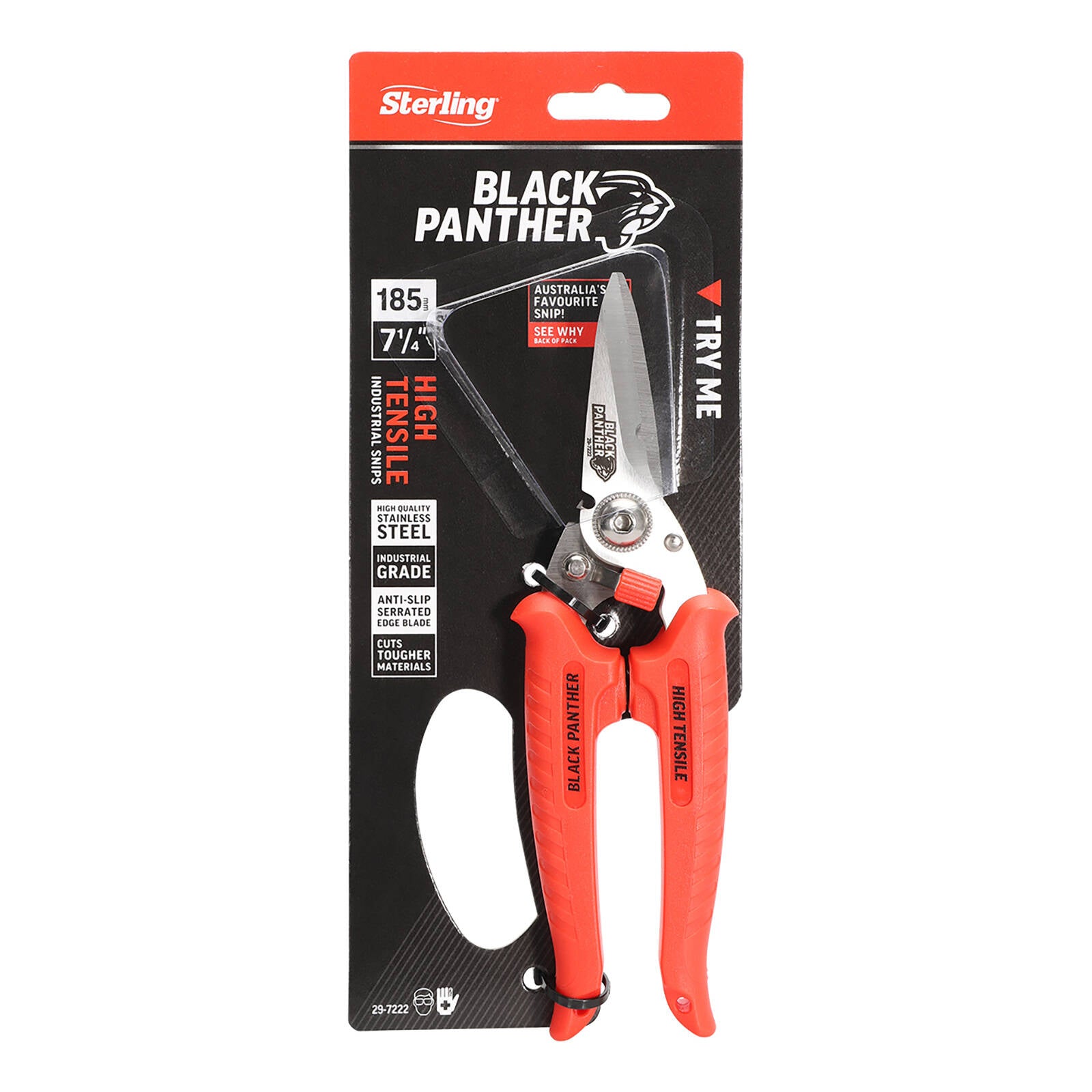 Sterling 185mm High Tensile Black Panther Industrial Snips