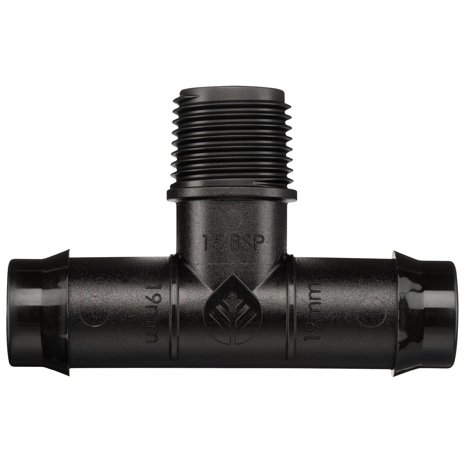 Pope 19mm x 15mm BSP Male Barbed Threaded Tee Black Irrigation