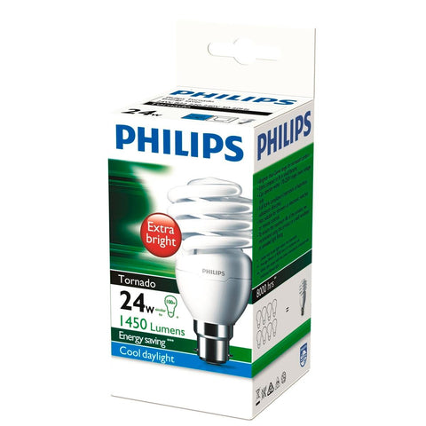 Philips B22 CFL 24W Cool Daylight Globe 1450lm Plastic Brightness - SuperSaverAU - view 1