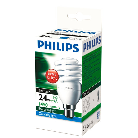 Philips Spiral B22 24W CFL Globe 1450lm Cool Daylight