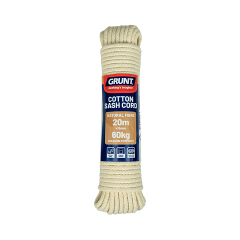 Grunt Cotton Sash Cord 6mm x 20m Soft Natural Fibre Easy To Use - SuperSaverAU - view 1