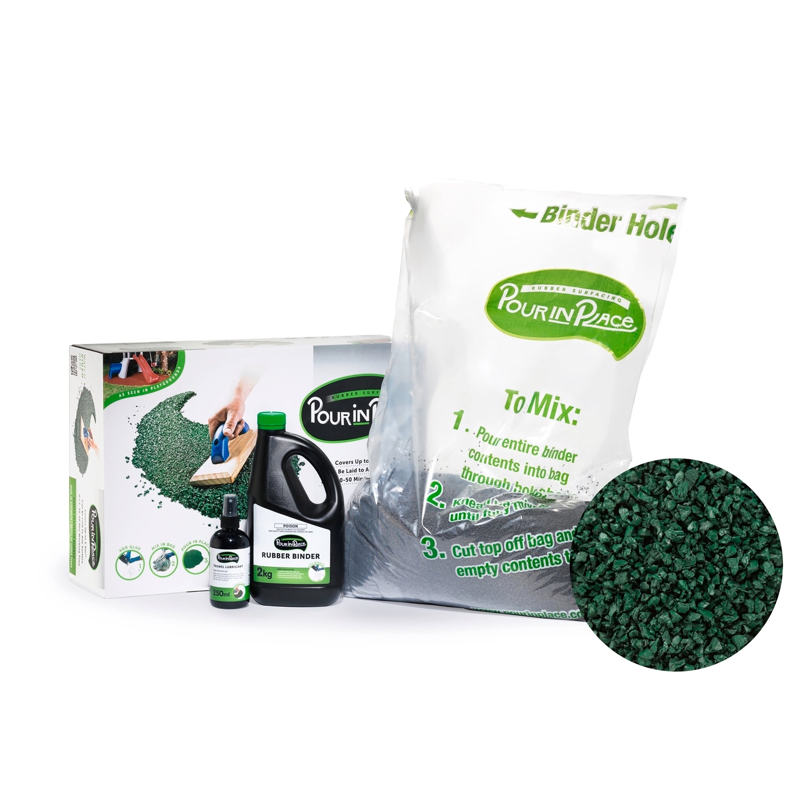 Pour-in-Place Wetpour Rubber Surfacing 1.5m2 Forest Green