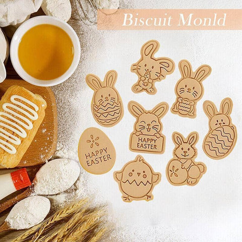 Easter Cookie Cutter Set 8 Piece - Bunny, Egg and Chick Biscuit Moulds