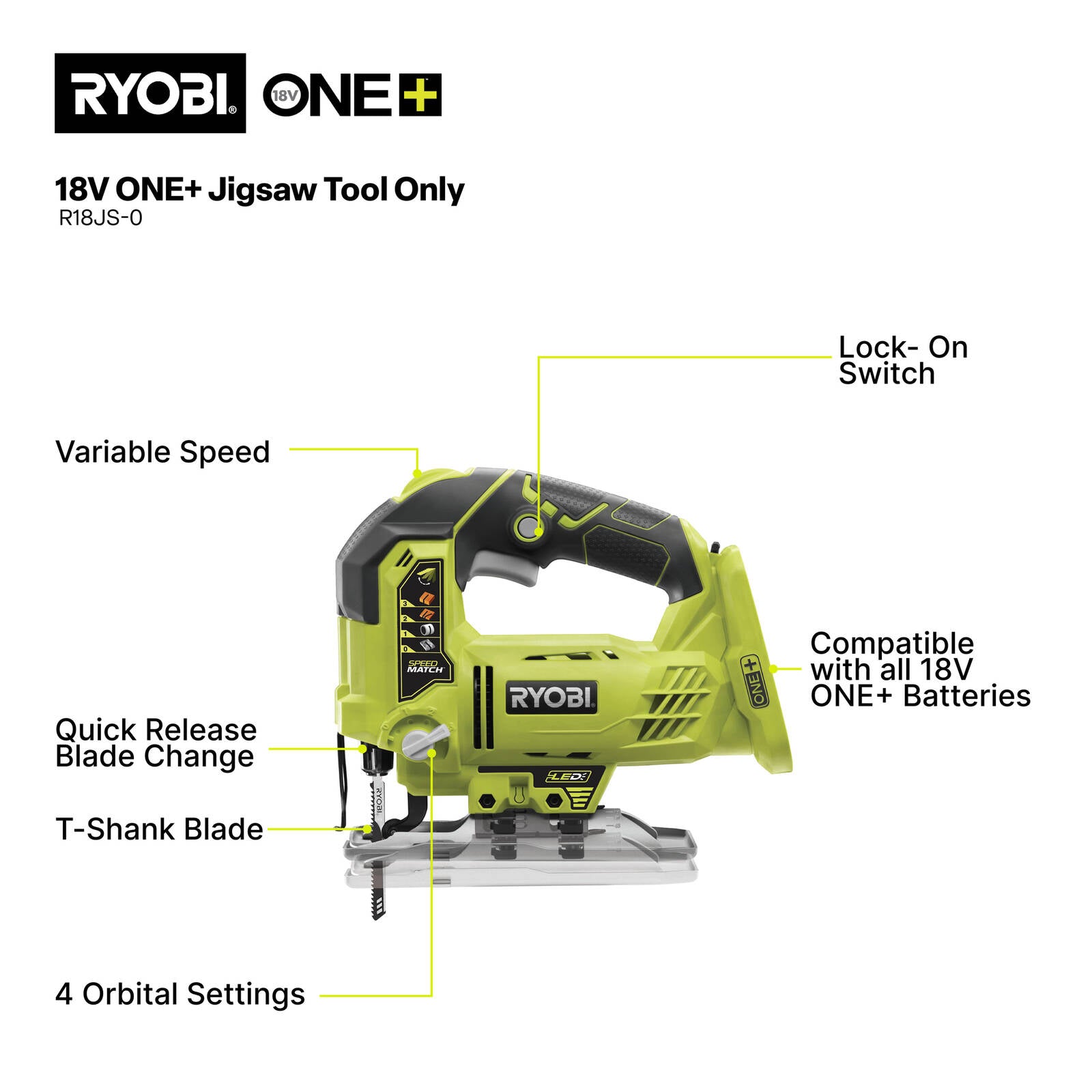 Ryobi 18V ONE+ Jigsaw 2Ah Kit R18JS12A