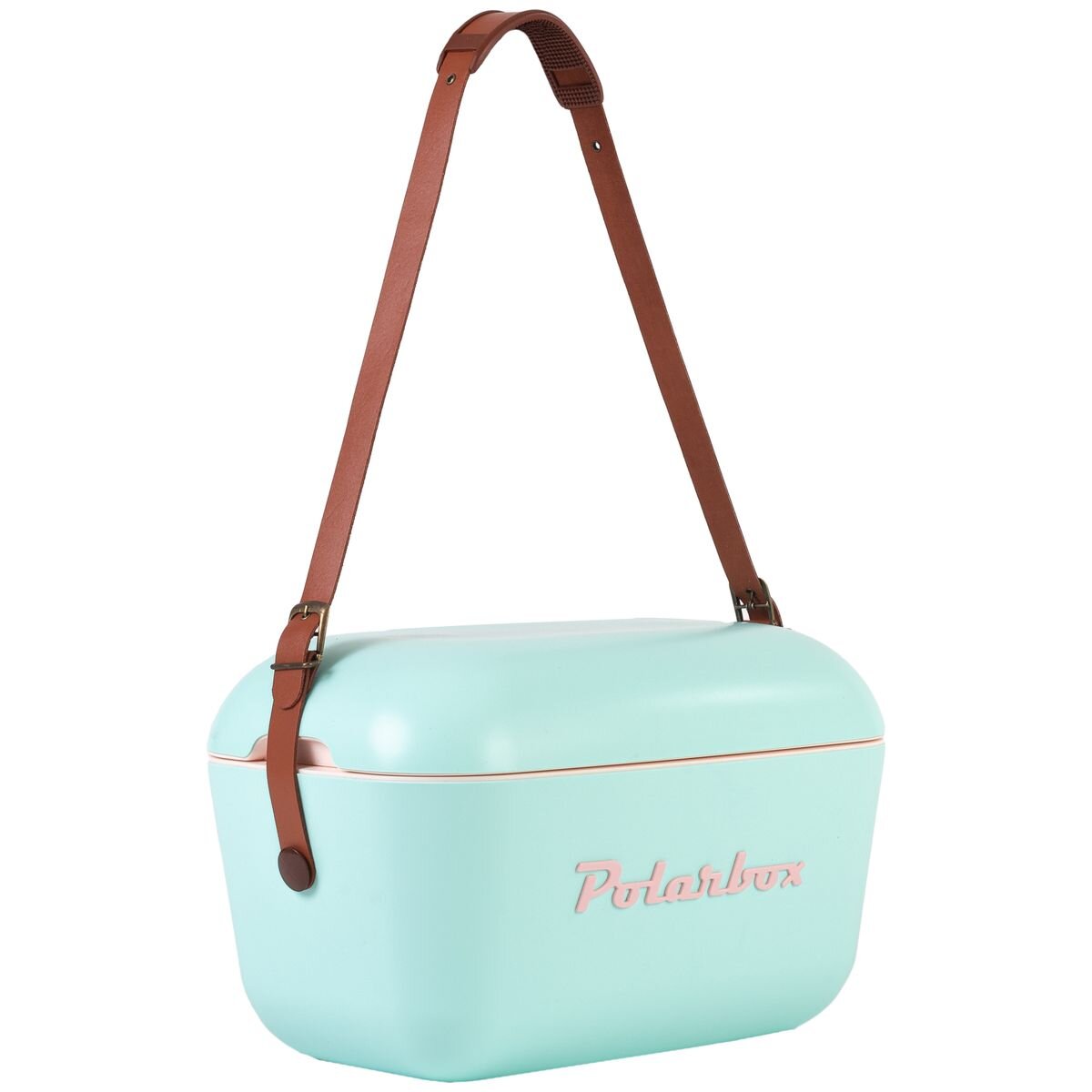 Polarbox Classic 12L Cooler - Cyan, Retro Design, Leather Shoulder Strap, Made in Spain - PLBC12C