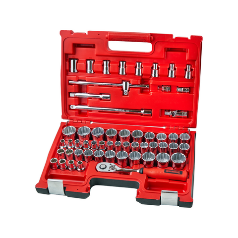 Sidchrome 55 Piece 1/2" Drive Metric & AF Socket Set with 72-Tooth Ratchet