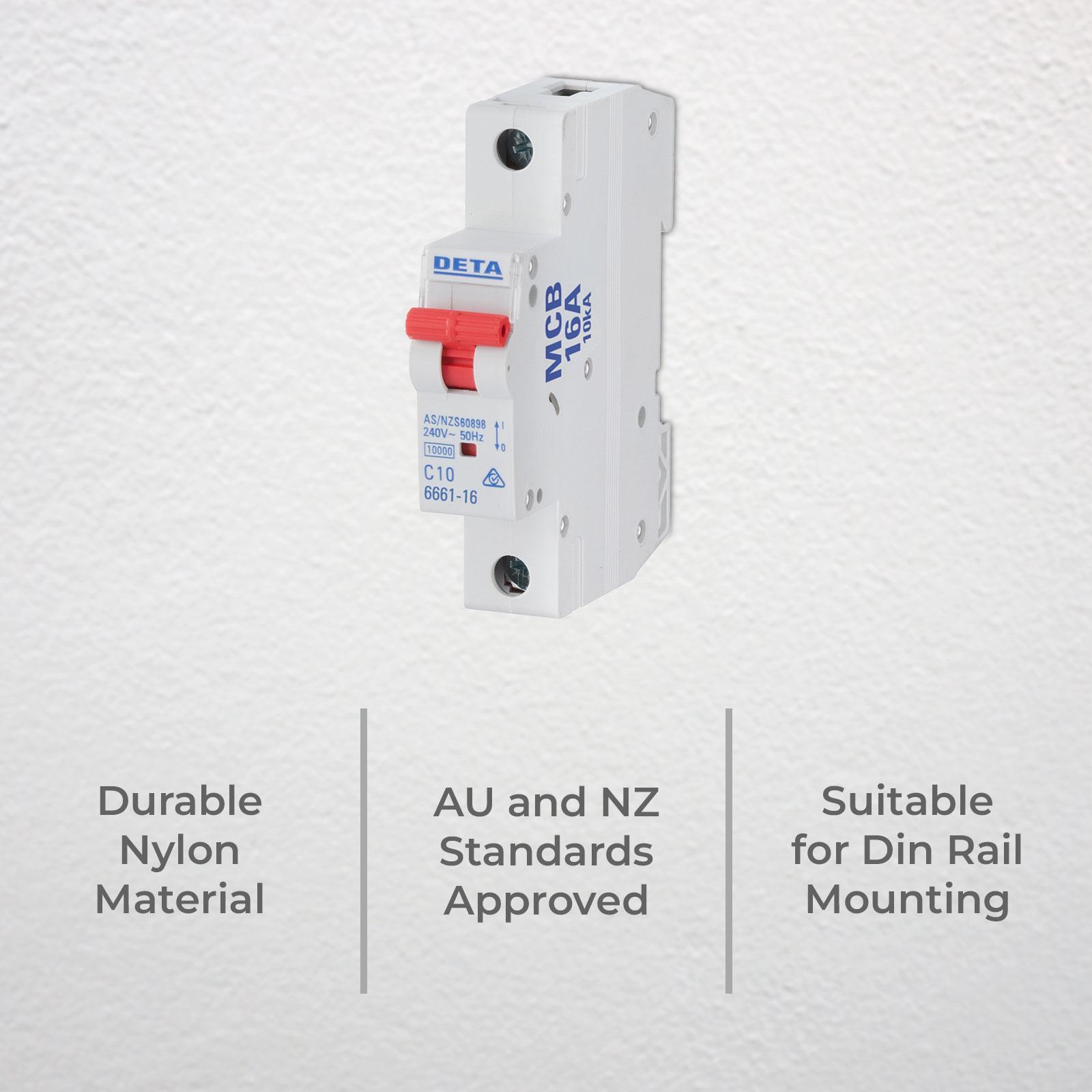 DETA 16A 1 Pole 240V DIN Rail Miniature Circuit Breaker 6661-16B
