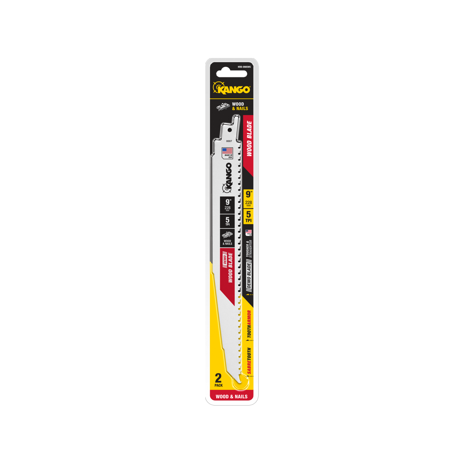 Kango Demo Wood Recip Saw Blade 228mm 5 TPI Bi-Metal Nail-Embedded Lumber 2 Pack