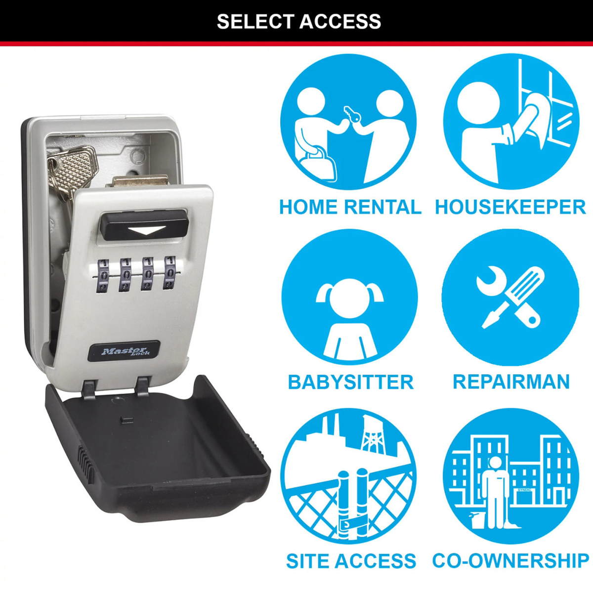 Master Lock Light Up Wall Mounted Key Safe with Combination Lock, 5425DAU