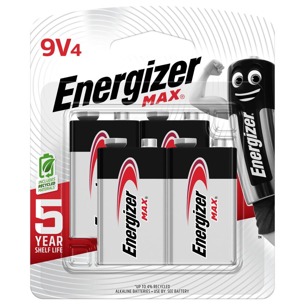 Energizer Max 9V Alkaline Batteries - 4 Pack