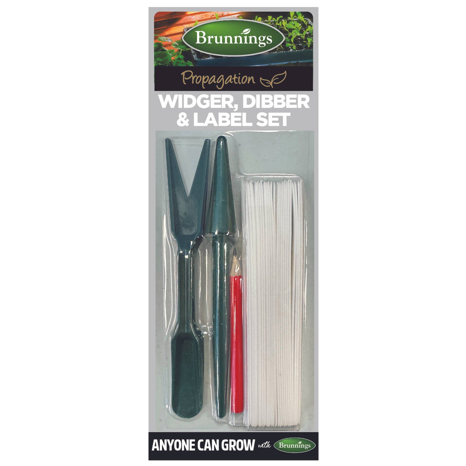 Brunnings Widger, Dibber and Label Set - Cream Plastic Garden Planting Kit