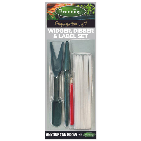 Brunnings Widger, Dibber and Label Set - Cream Plastic Garden Planting Kit