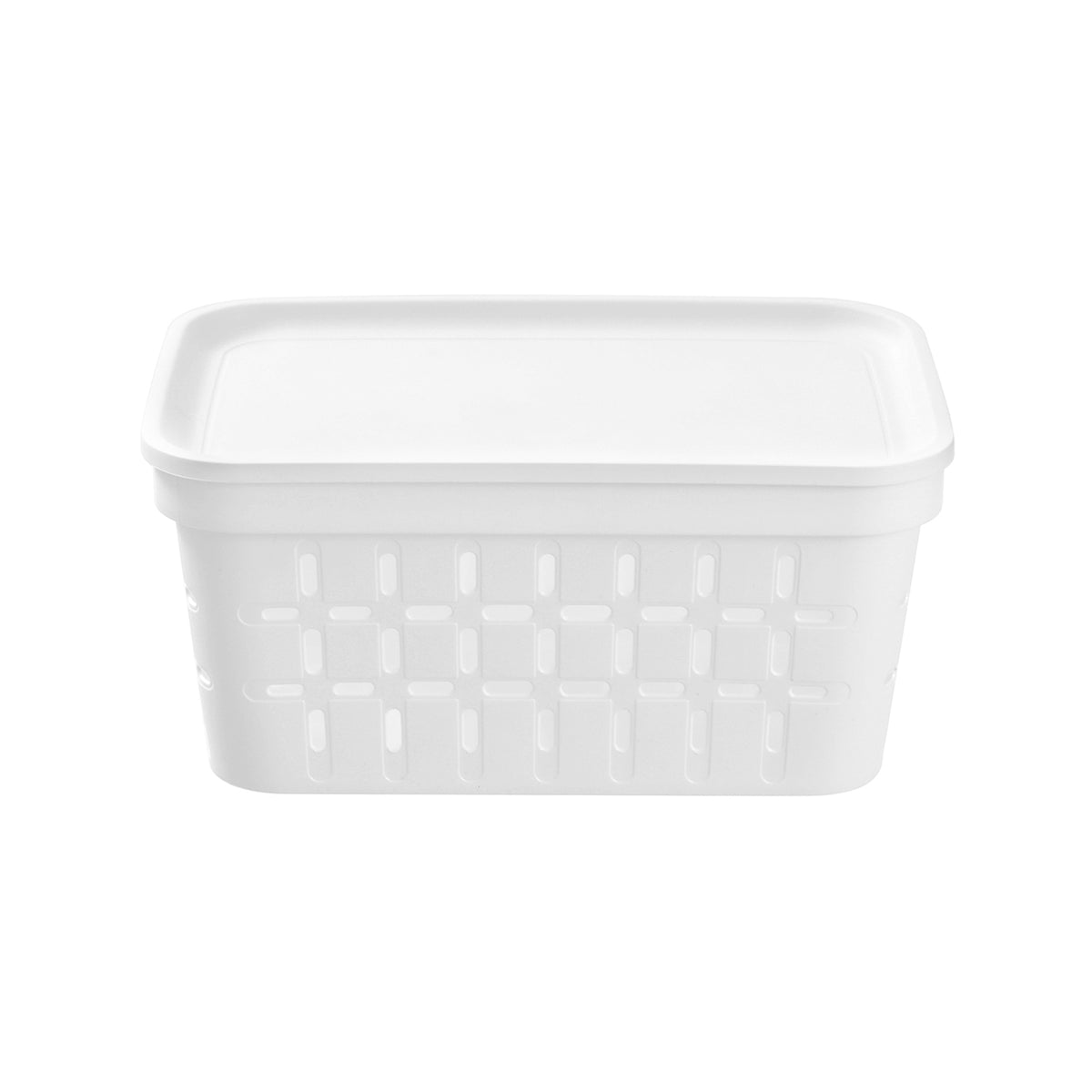 Boxsweden Kept 26 x 17.5 x 12.5cm 4.3L Small White Storage Basket with Lid