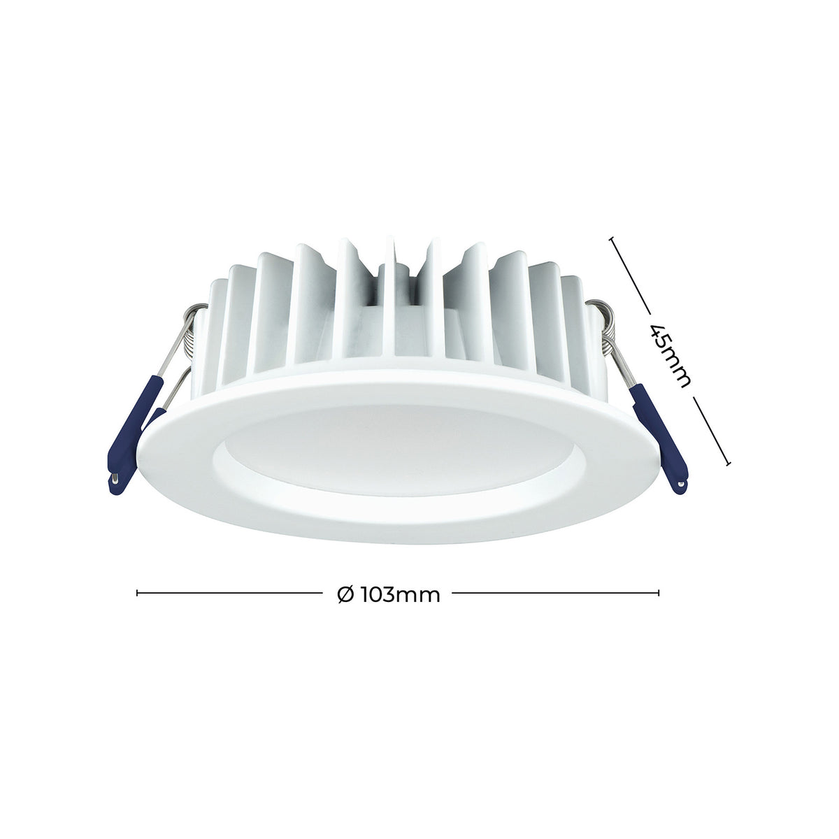 Deta 9W IP44 240V Tri-Colour Dimmable LED Downlight - White Aluminium