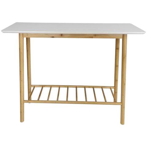L.T. Williams Solid Bamboo Side Table with White Top - Modern Danish Look, Australian Designed - 9907
