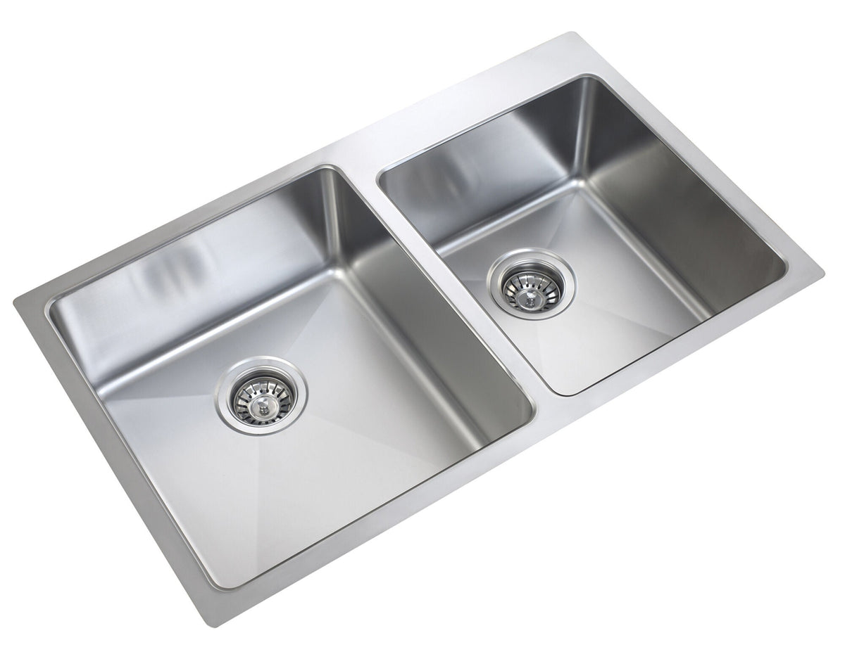 Artusi Oxford 1 and 3/4 Bowl Sink - AISI 304 Polished Stainless Steel - Made in Italy - OXFORD-L