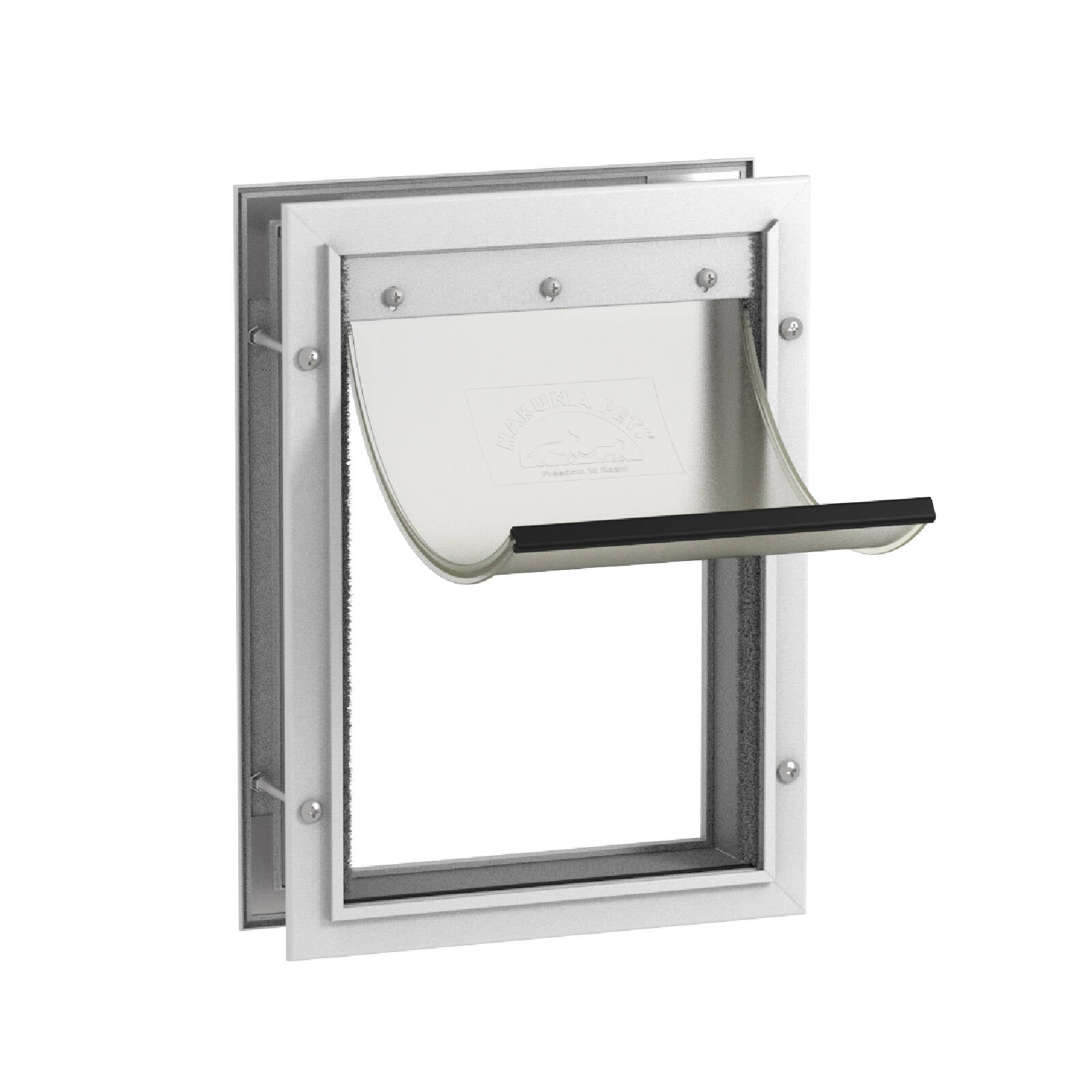 Hakuna Pets Medium Deluxe Aluminium Pet Door - White, Lockable, 4-Way Flap